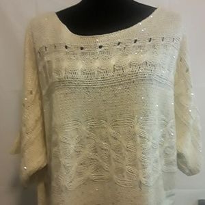 Bestow Women Top Knit Bat 3/4 Sleeve Beige